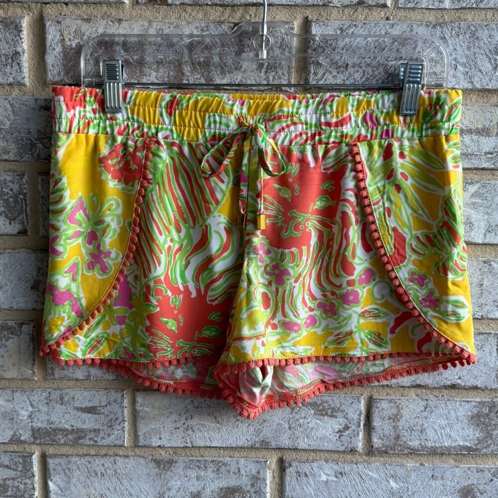 Lilly Pulitzer + Target Colorful Abstract Floral Tie Waist Shorts Women's Size S